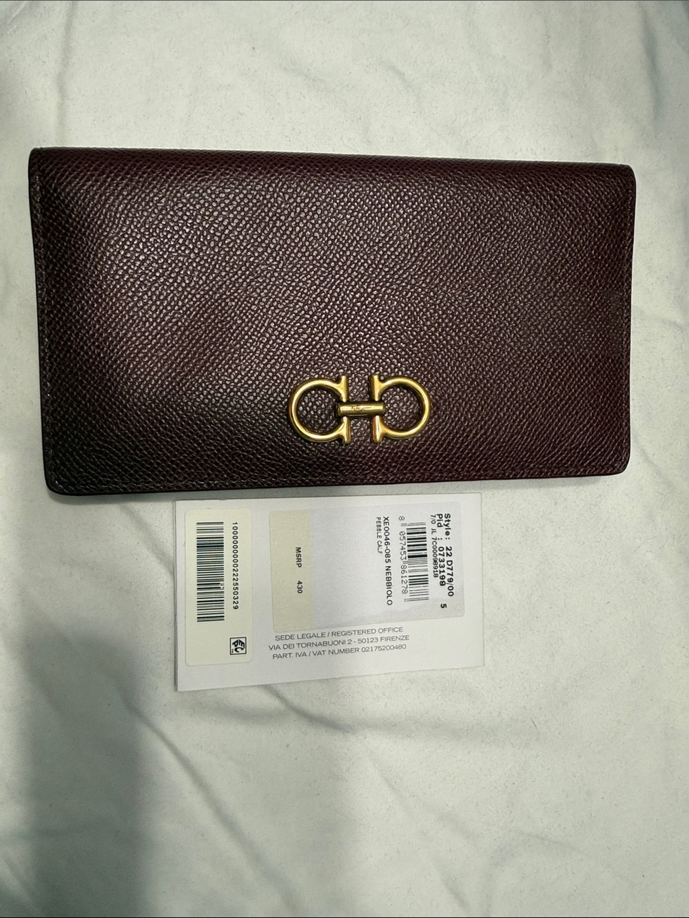 Salvatore Ferragamo Deep Burgundy Leather Gancini Continental Wallet